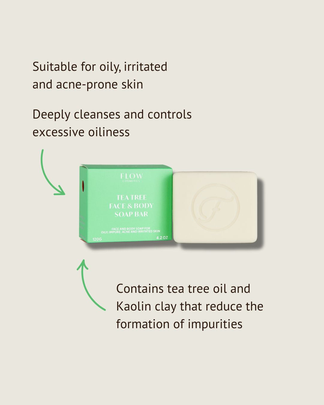 Flow Cosmetics Tea Tree Kasvo- ja vartalosaippua 120g