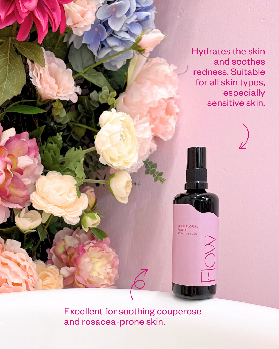 Flow Cosmetics Rose Floral Water kasvovesi 100ml