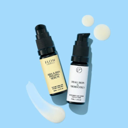 Flow Cosmetics AHA & BHA peeling serum 10ml + Hyaluron Probiotics Serum 10ml