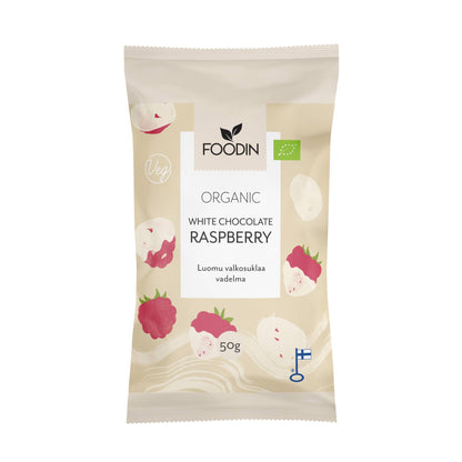 Foodin White Chocolate Raspberry, Organic 50g